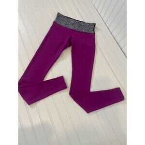 Lululemon Wunder Under Reversible Leggings Black Regal Plum Miss Mosaic Size 4
